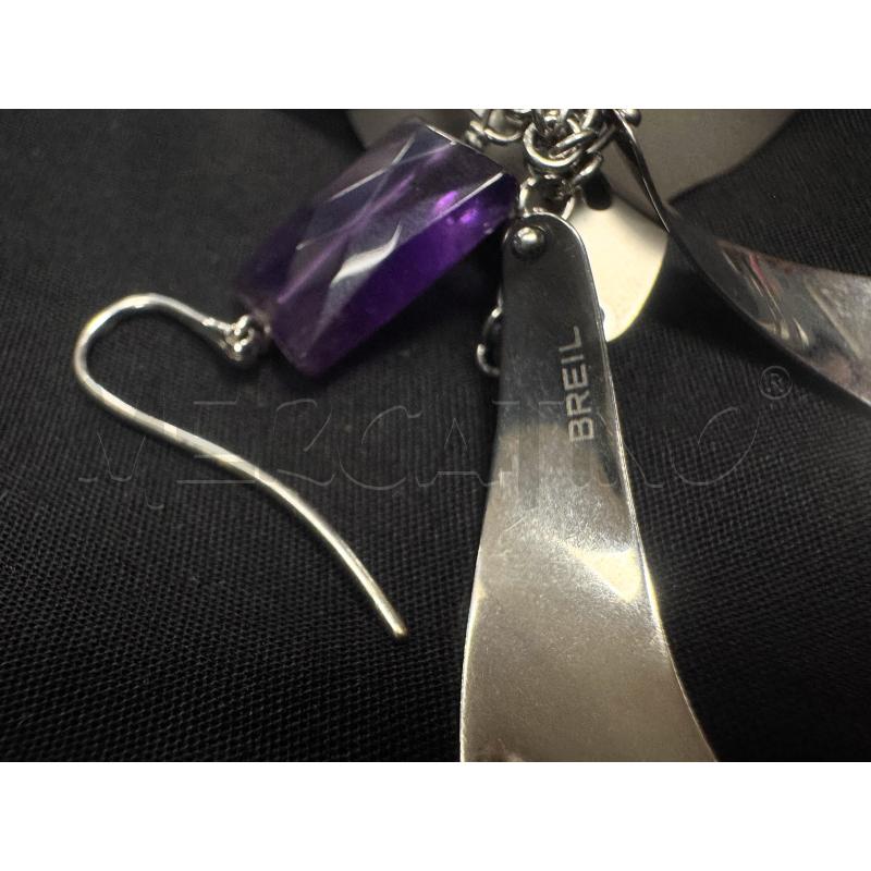 ORECCHINI BREIL CON PIETRA VIOLA E PENDENTI IN ACCIAIO | Mercatino dell'Usato Rovereto 5