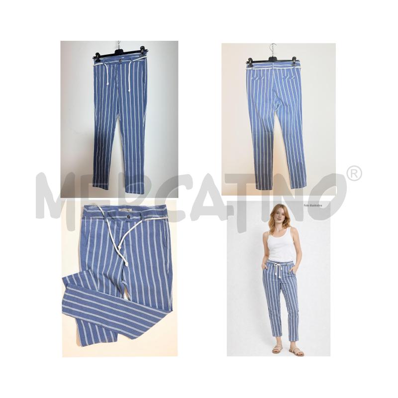 PANTALONE D CASALINI AZZURRO RIGA VERTICALE COTONE | Mercatino dell'Usato Rovereto 1