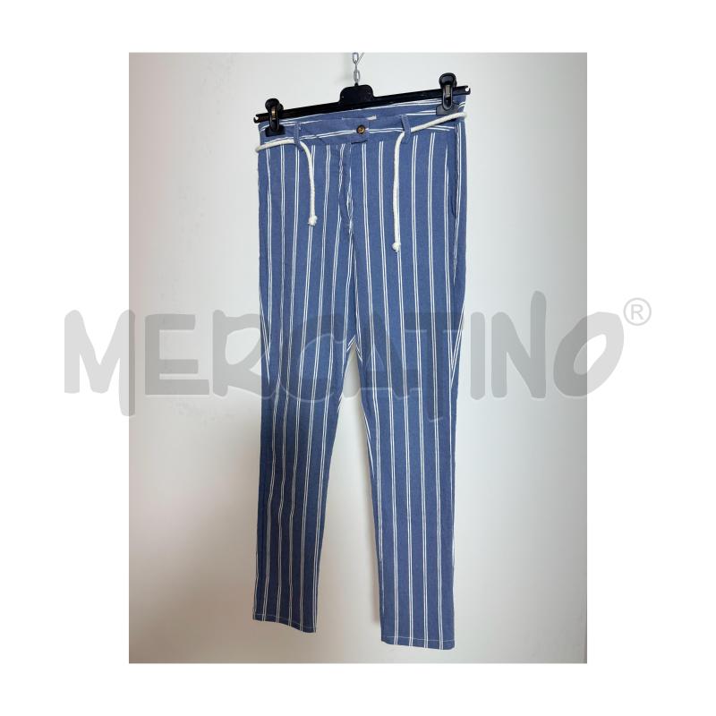 PANTALONE D CASALINI AZZURRO RIGA VERTICALE COTONE | Mercatino dell'Usato Rovereto 2