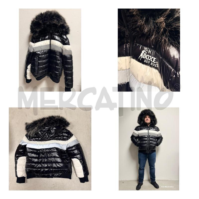 PIUMINO U BOXEUR NERO/BIA/ARGENTO DOPPIA ZIP CAPPUCCIO  | Mercatino dell'Usato Rovereto 1