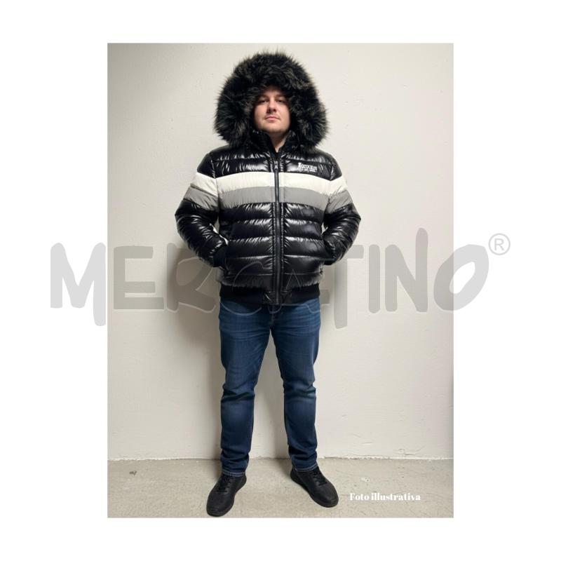 PIUMINO U BOXEUR NERO/BIA/ARGENTO DOPPIA ZIP CAPPUCCIO  | Mercatino dell'Usato Rovereto 5