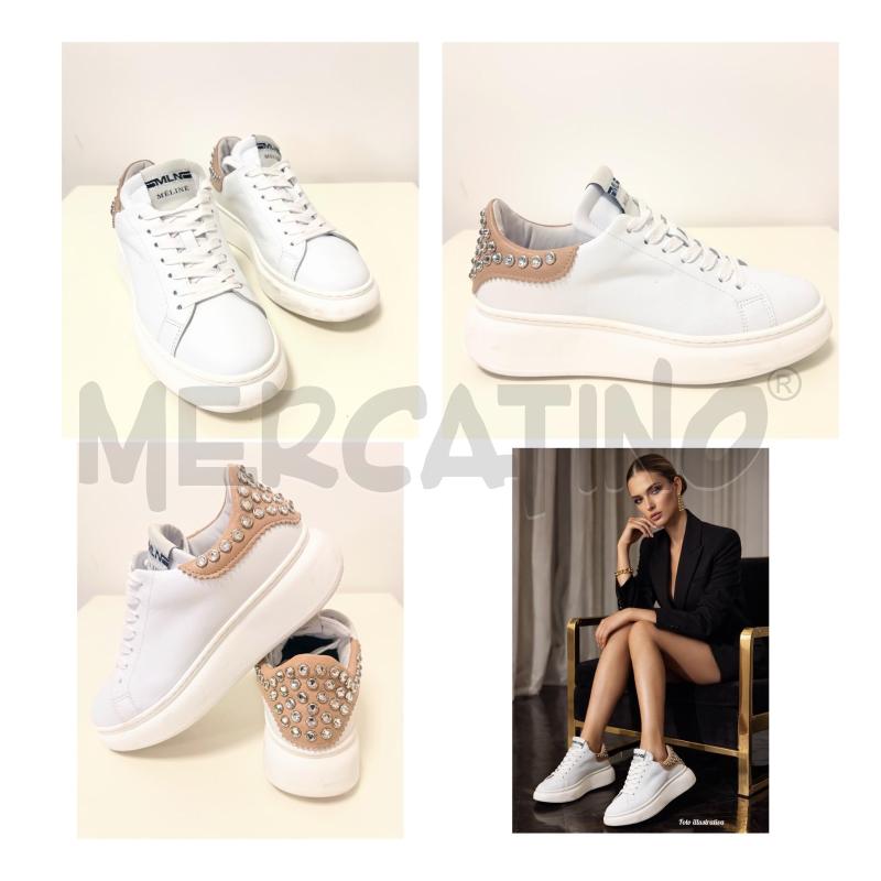 SNEAKERS D MELINE' BIANCHE CON ZIRCONI DIETRO NUMERO 38 | Mercatino dell'Usato Rovereto 1