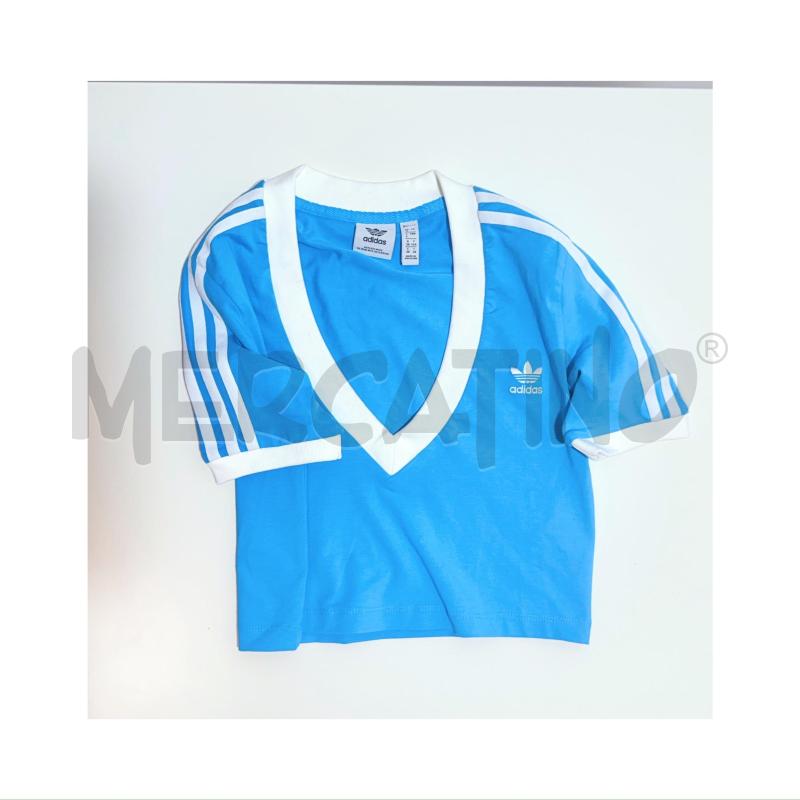 T SHIRT D ADIDAS AZZURRA/BIANCA CROP TAGLIA 36 | Mercatino dell'Usato Rovereto 4