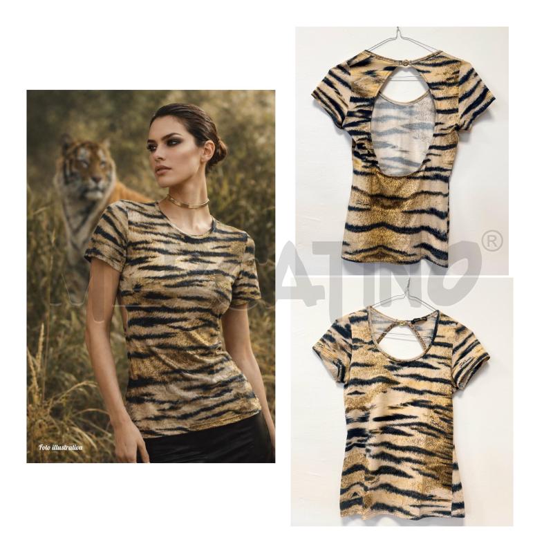 T SHIRT D CAVALLI UNDERWEAR SABBIA ZEBRATA SCHIENA NUDA | Mercatino dell'Usato Rovereto 1
