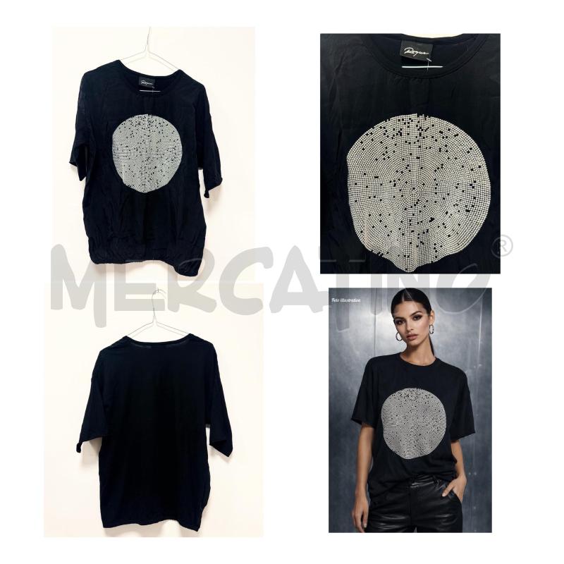 T SHIRT D ROQUE NERA CON BORCHIE METALLO | Mercatino dell'Usato Rovereto 1