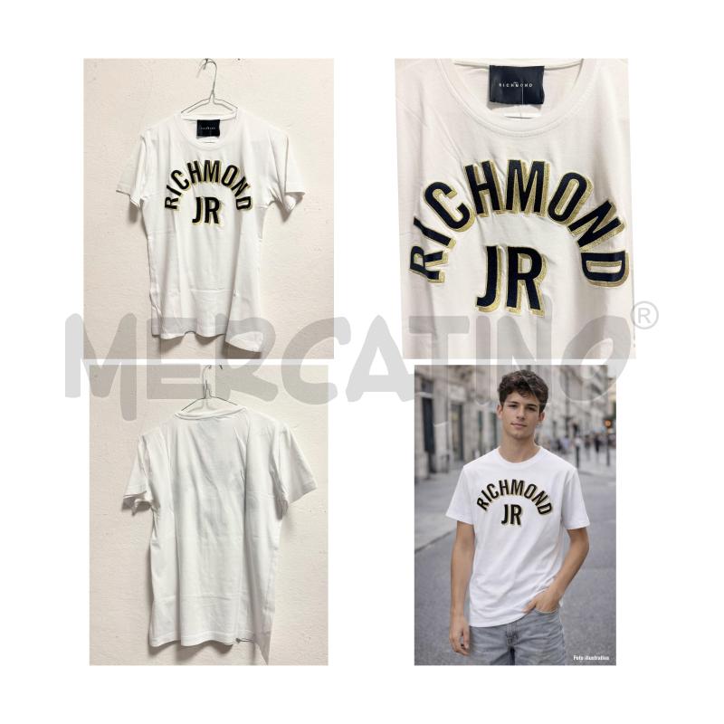 T SHIRT U RICHMOND BIANCA CON RICAMO NERO/ORO | Mercatino dell'Usato Rovereto 1