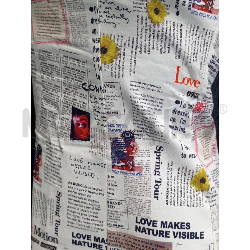 ABITO DONNA DESIGUAL BIANCO STAMPA ARICOLI GIORNALE | Mercatino dell'Usato Moncalieri bengasi 4