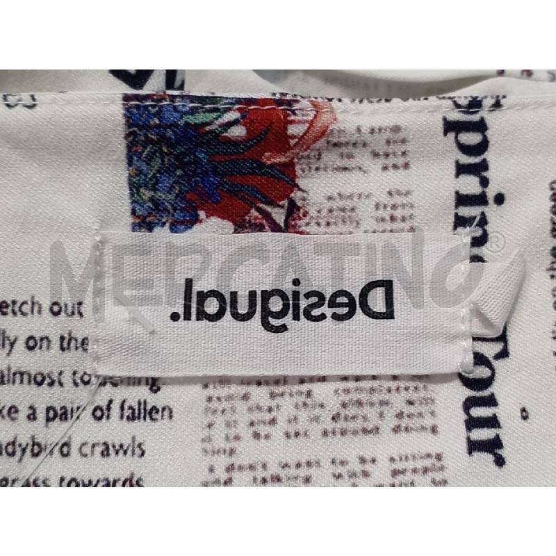 ABITO DONNA DESIGUAL BIANCO STAMPA ARICOLI GIORNALE | Mercatino dell'Usato Moncalieri bengasi 5