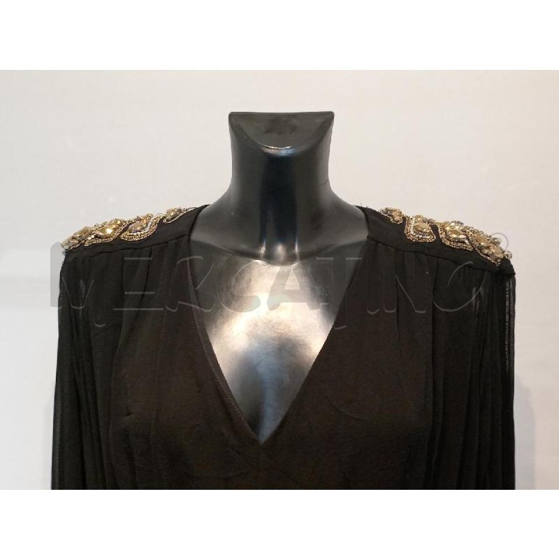 ABITO DONNA PINKO NERO SPALLE STRASS E PERLINE DORATE | Mercatino dell'Usato Moncalieri bengasi 3