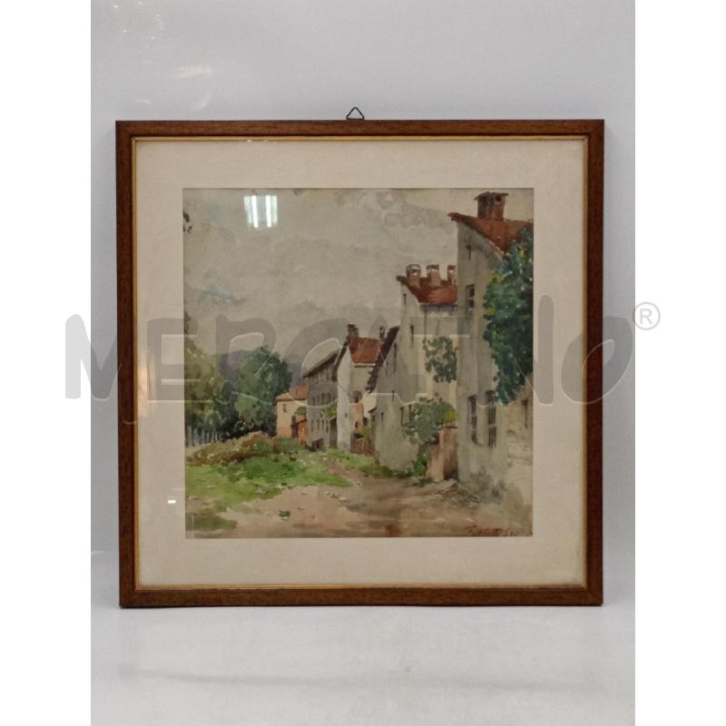 ACQUARELLO VISTA CASE ARTISTA FURLETTI SEVERINO 37X37 CM  | Mercatino dell'Usato Moncalieri bengasi 1