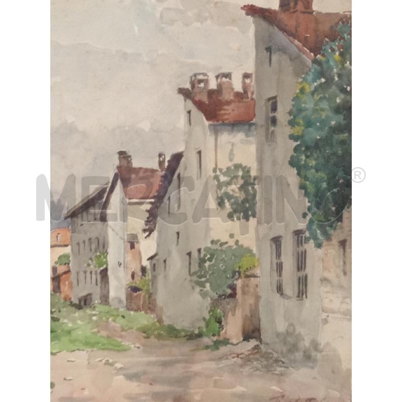 ACQUARELLO VISTA CASE ARTISTA FURLETTI SEVERINO 37X37 CM  | Mercatino dell'Usato Moncalieri bengasi 2
