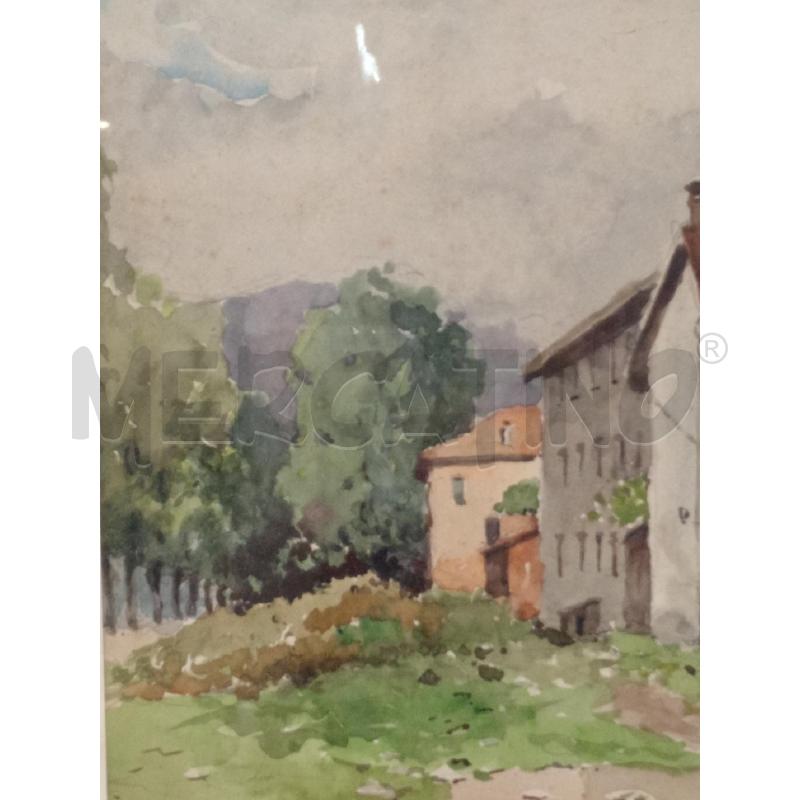 ACQUARELLO VISTA CASE ARTISTA FURLETTI SEVERINO 37X37 CM  | Mercatino dell'Usato Moncalieri bengasi 4