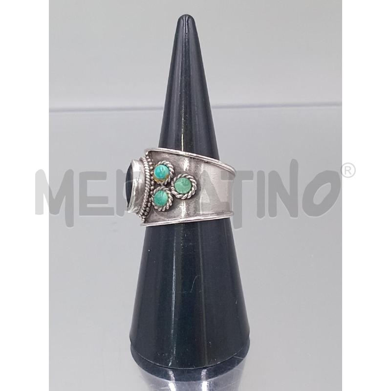 ANELLO DONNA ARGENTATO PIETRA BLU NERA | Mercatino dell'Usato Moncalieri bengasi 2