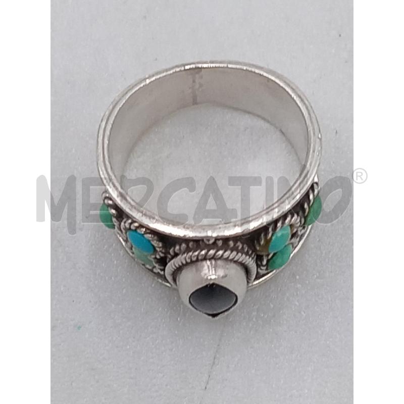 ANELLO DONNA ARGENTATO PIETRA BLU NERA | Mercatino dell'Usato Moncalieri bengasi 5
