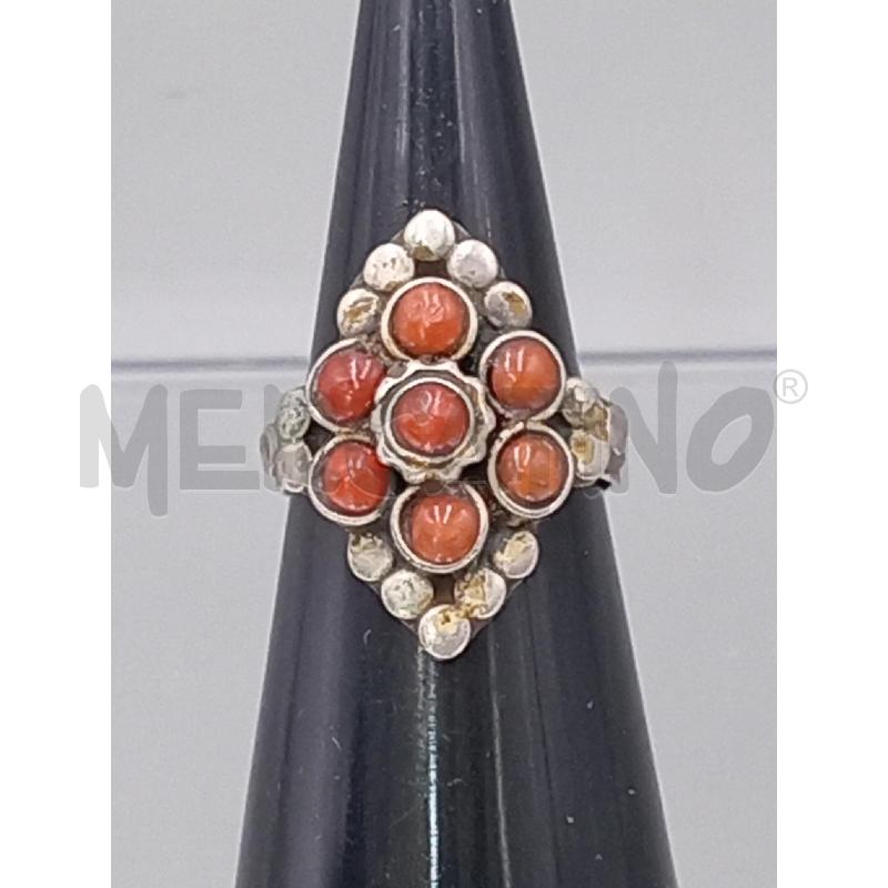 ANELLO DONNA ARGENTATO PIETRE ROSSE | Mercatino dell'Usato Moncalieri bengasi 1