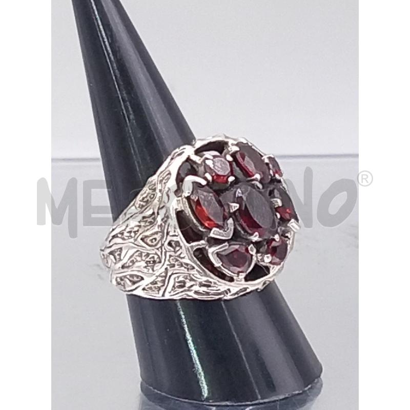 ANELLO DONNA ARGENTATO PIETRE ROSSE | Mercatino dell'Usato Moncalieri bengasi 1