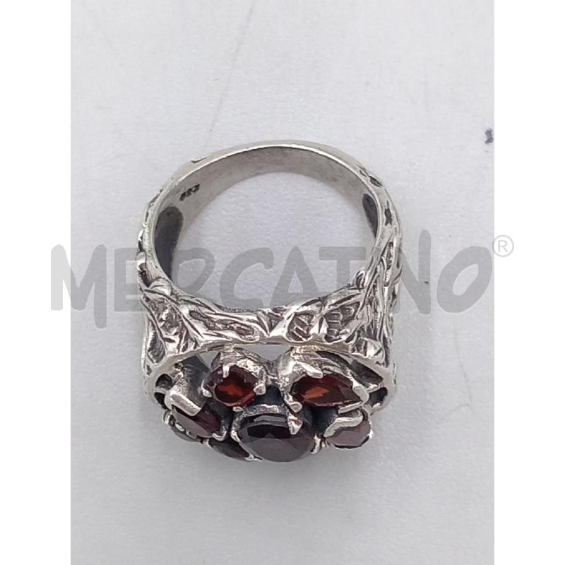 ANELLO DONNA ARGENTATO PIETRE ROSSE | Mercatino dell'Usato Moncalieri bengasi 5