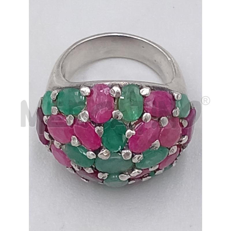 ANELLO DONNA ARGENTATO PIETRE ROSSO VERDI | Mercatino dell'Usato Moncalieri bengasi 4