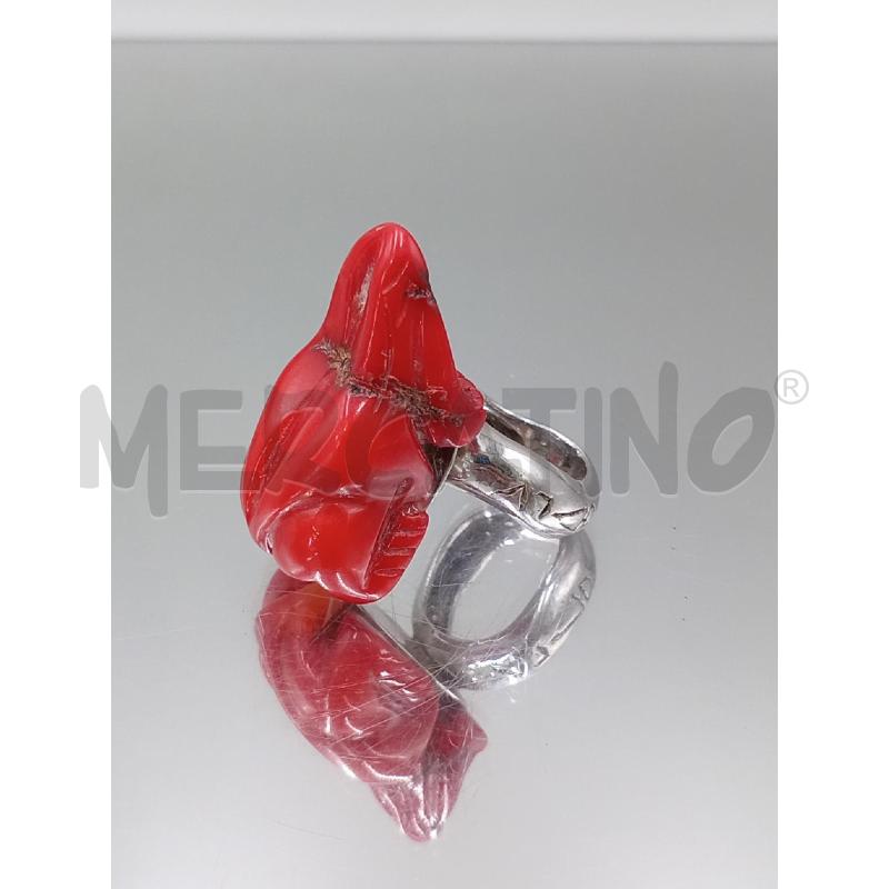 ANELLO DONNA ARGENTATO RANA ROSSA PIETRA  | Mercatino dell'Usato Moncalieri bengasi 3