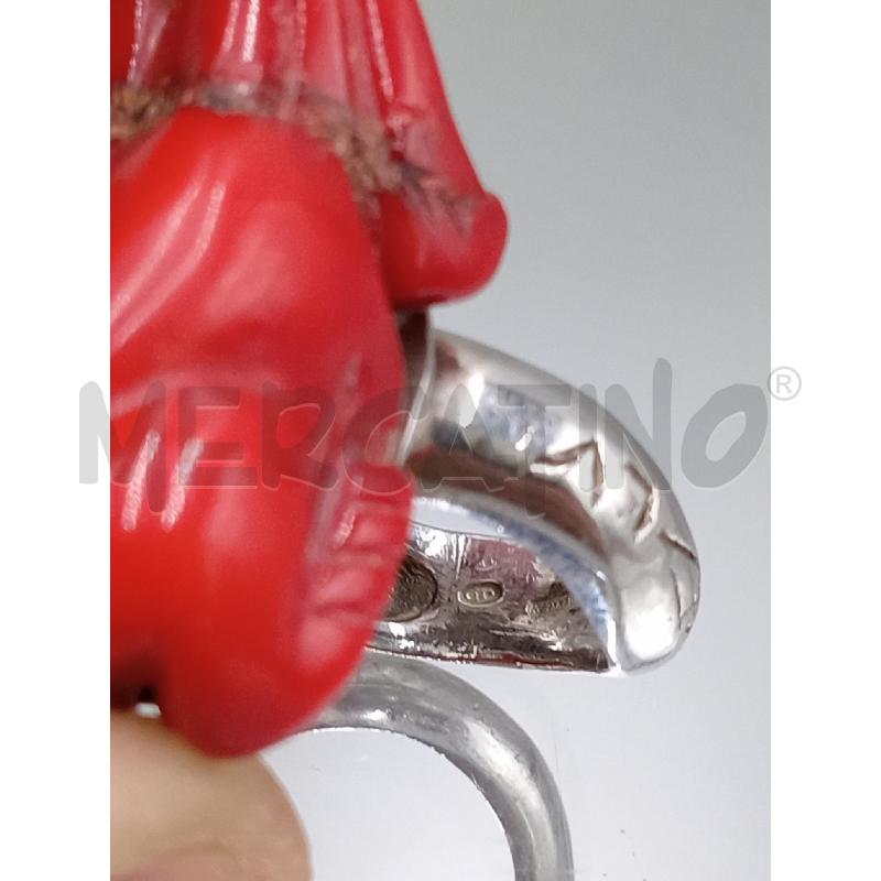 ANELLO DONNA ARGENTATO RANA ROSSA PIETRA  | Mercatino dell'Usato Moncalieri bengasi 4