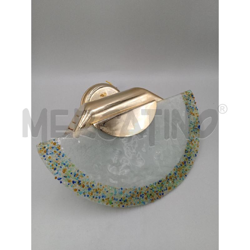 APPLIQUE VETRO ARTISTICO MEZZALUNA STILE MURANO DESIGN BASE METALLO DORATO  | Mercatino dell'Usato Moncalieri bengasi 1