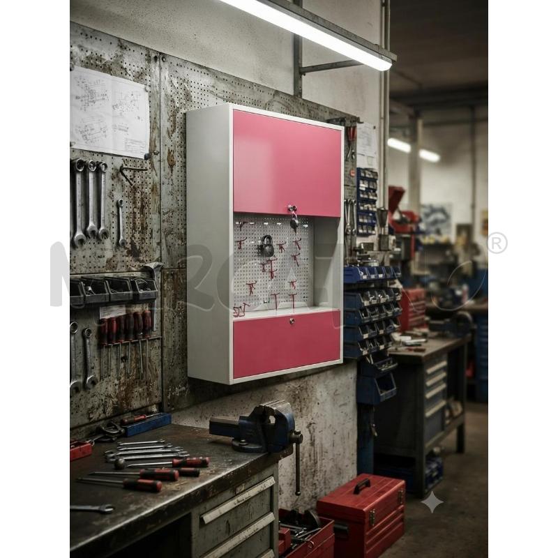 ARMADIETTO DA MURO 2 ANTE ROSSO BIANCO PER OFFICINA | Mercatino dell'Usato Moncalieri bengasi 1