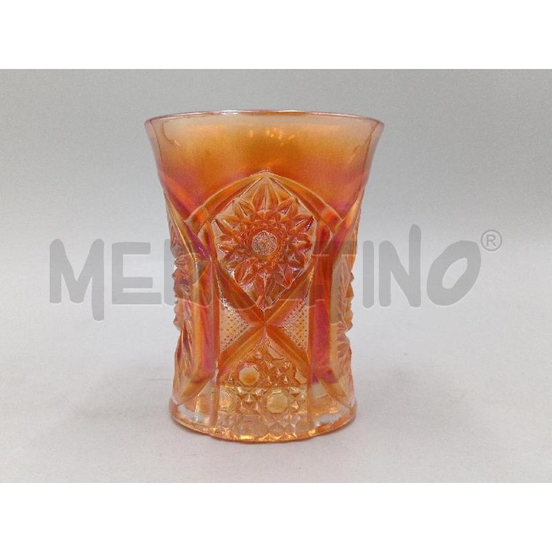 BICCHIERE VETRO SINGOLO IRIDESCENTE COLORAZIONE ARANCIONE E DORATA  | Mercatino dell'Usato Moncalieri bengasi 1