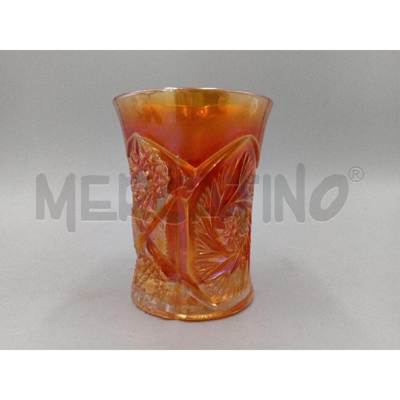 BICCHIERE VETRO SINGOLO IRIDESCENTE COLORAZIONE ARANCIONE E DORATA  | Mercatino dell'Usato Moncalieri bengasi 2