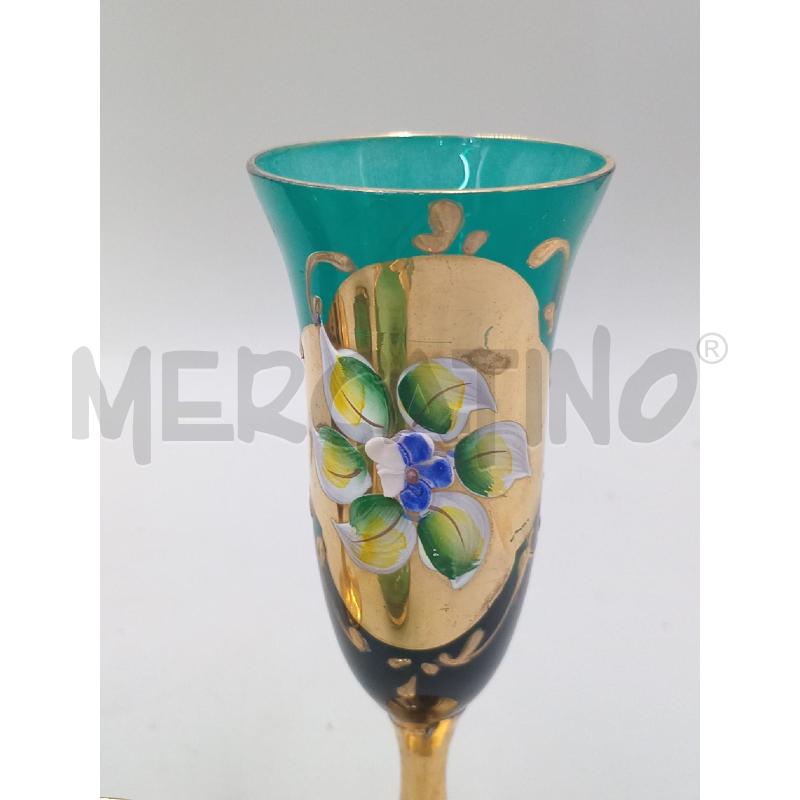 BICCHIERI PZ. 3+3 VETRO STILE VENEZIA VERDE | Mercatino dell'Usato Moncalieri bengasi 3