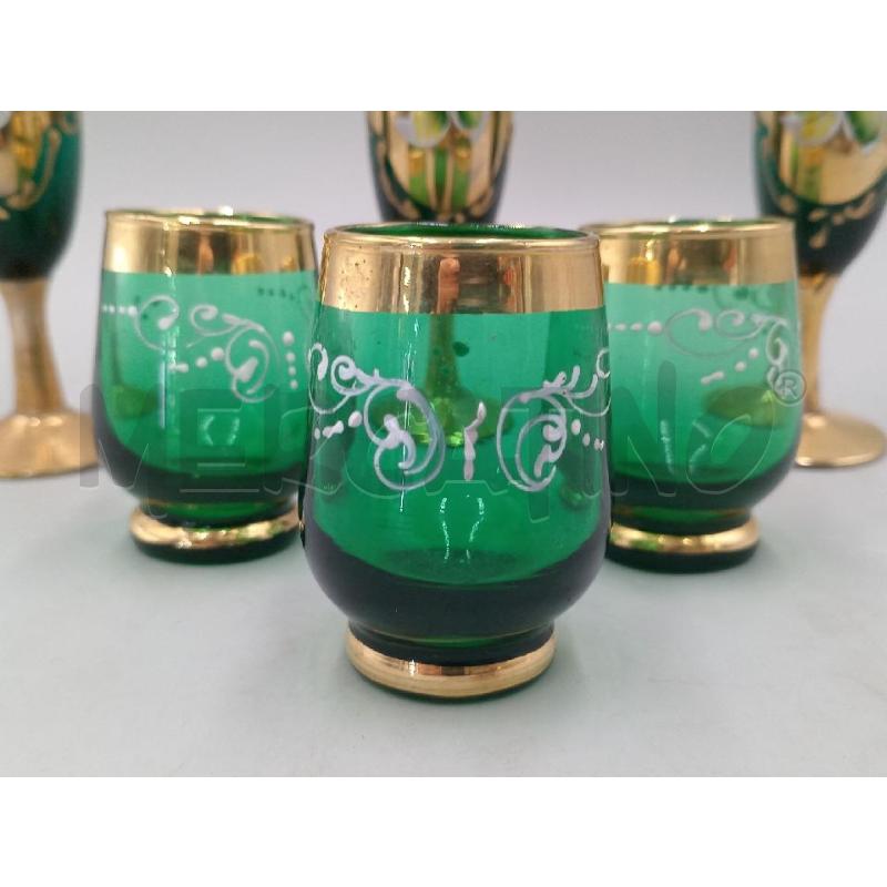 BICCHIERI PZ. 3+3 VETRO STILE VENEZIA VERDE | Mercatino dell'Usato Moncalieri bengasi 4