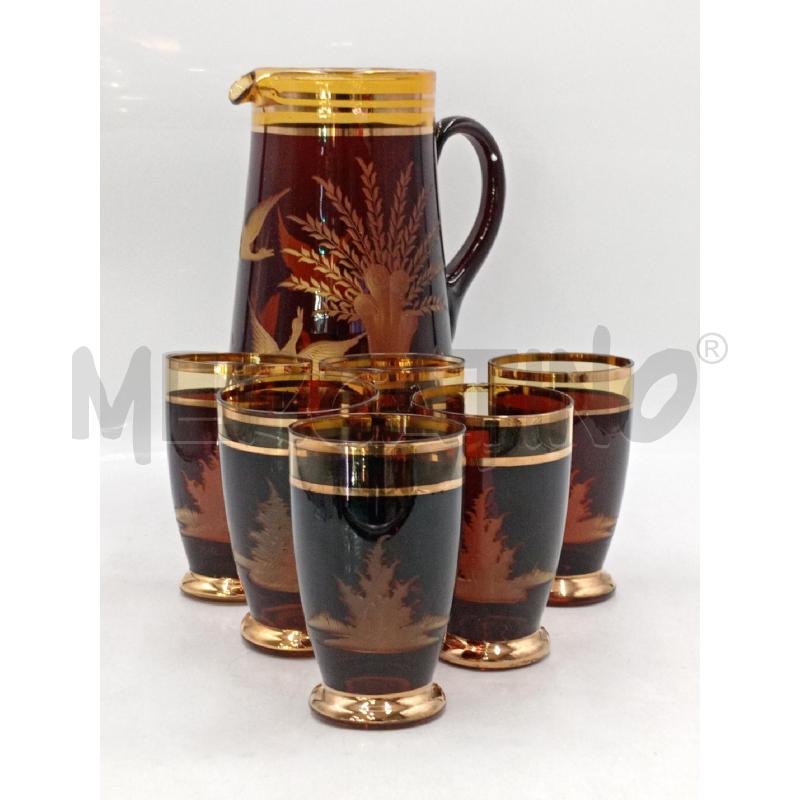 BICCHIERI PZ. 6+BROCCA VETRO SOTTILE BORDO ORO  | Mercatino dell'Usato Moncalieri bengasi 1