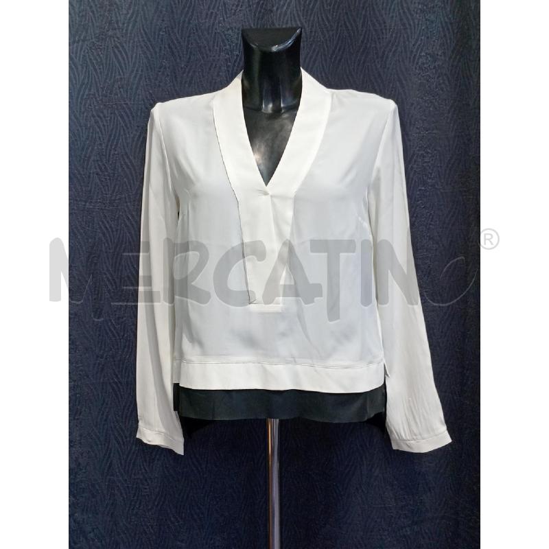 BLUSA DONNA ATOS LOMBARDINI BIANCA BORDO NERO | Mercatino dell'Usato Moncalieri bengasi 1