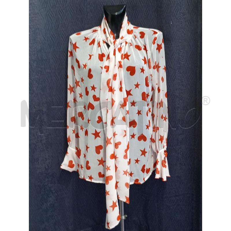 BLUSA DONNA DENNY ROSE BIANCA CON STELLE ARANCIO | Mercatino dell'Usato Moncalieri bengasi 1