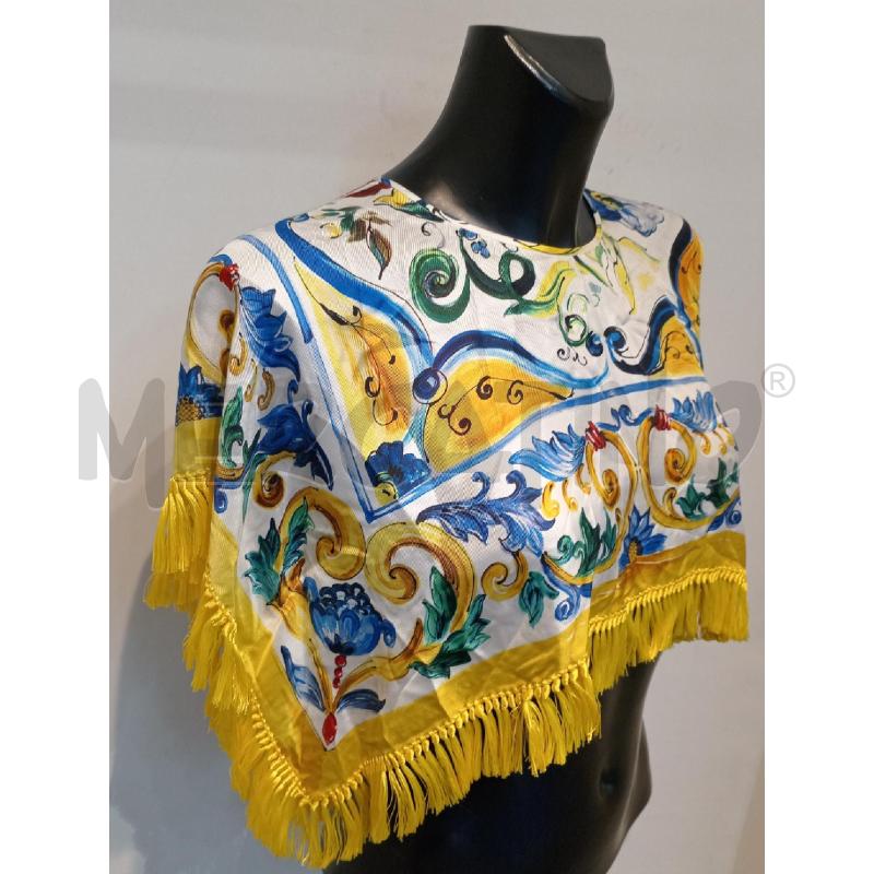 BLUSA DONNA DOLCE E GABBANA CORTA BIANCA CON STAMPA FANTASIA E FRANGE GIALLE IN MISTOSETA | Mercatino dell'Usato Moncalieri bengasi 3