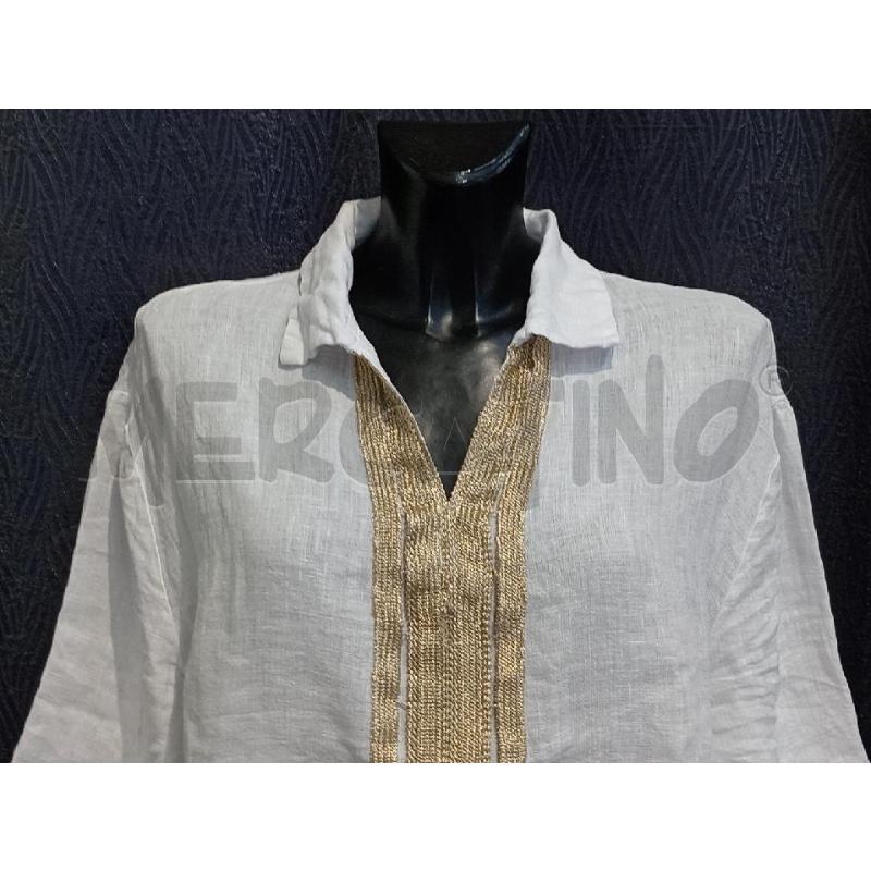 BLUSA DONNA DORYONE BIANCA LINO CON INSERTO DORATO | Mercatino dell'Usato Moncalieri bengasi 4