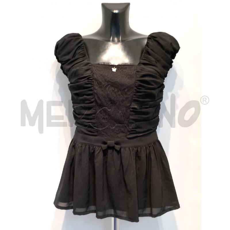 BLUSA DONNA ELISABETTA FRANCHI NERA INSERTO PIZZO | Mercatino dell'Usato Moncalieri bengasi 1