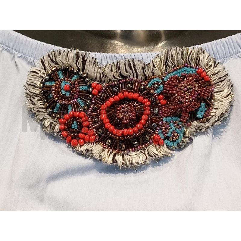 BLUSA DONNA JIJIL AZZURRA PARTICOLARE PERLINE DAVANTI | Mercatino dell'Usato Moncalieri bengasi 4