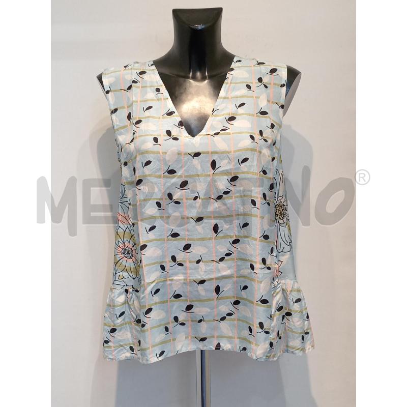 BLUSA DONNA JUCCA AZZURRA FIORELLINI SETA | Mercatino dell'Usato Moncalieri bengasi 1