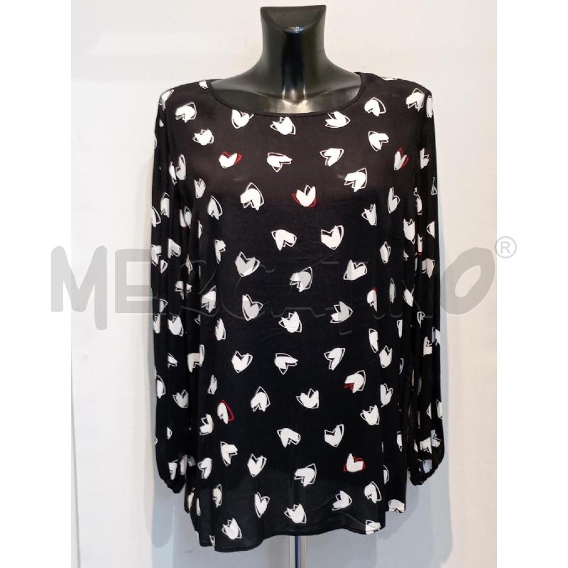 BLUSA DONNA LUISAVIOLA NERA INSERTI BIANCHI | Mercatino dell'Usato Moncalieri bengasi 1