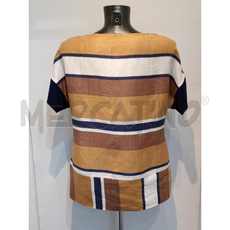 BLUSA DONNA MADE IN ITALY RIGHE MARRONE BLU | Mercatino dell'Usato Moncalieri bengasi 2