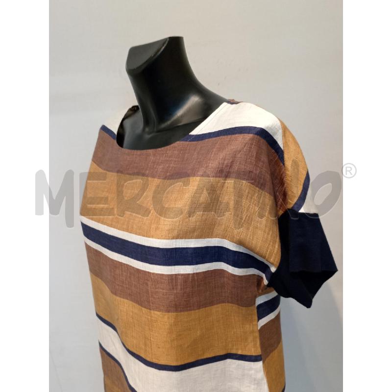 BLUSA DONNA MADE IN ITALY RIGHE MARRONE BLU | Mercatino dell'Usato Moncalieri bengasi 3