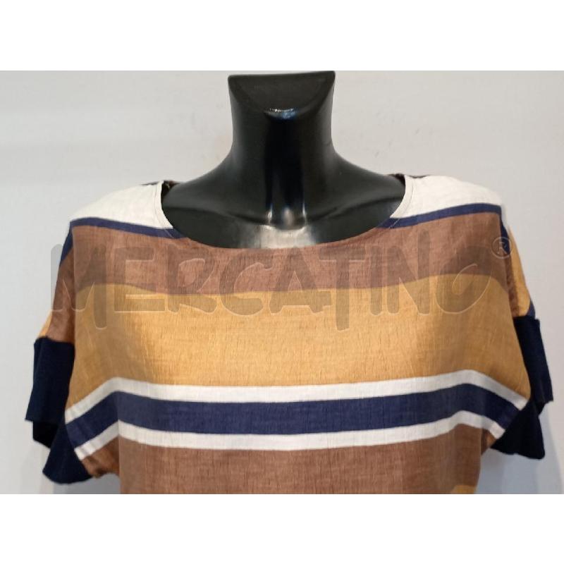 BLUSA DONNA MADE IN ITALY RIGHE MARRONE BLU | Mercatino dell'Usato Moncalieri bengasi 4