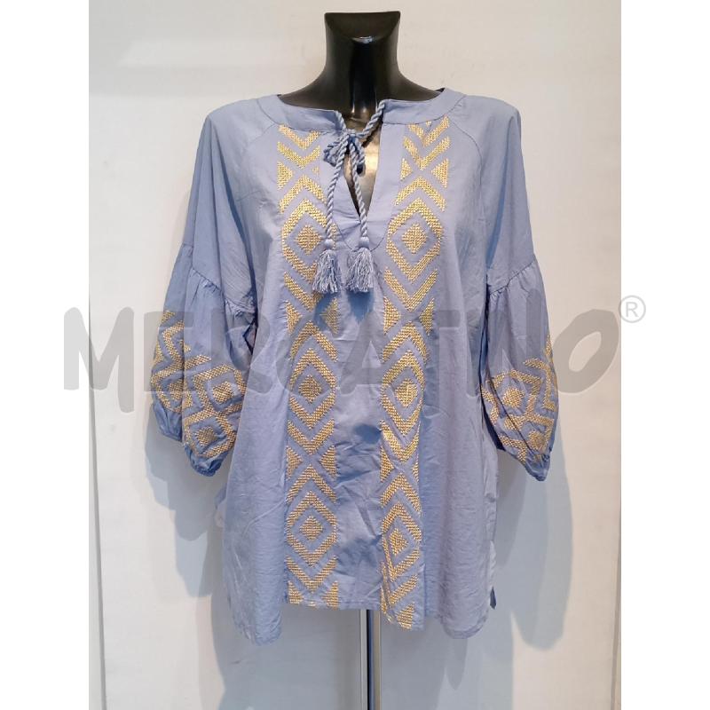 BLUSA DONNA OLTRE AZZUJRRA CON INSERTI BEIGE | Mercatino dell'Usato Moncalieri bengasi 1