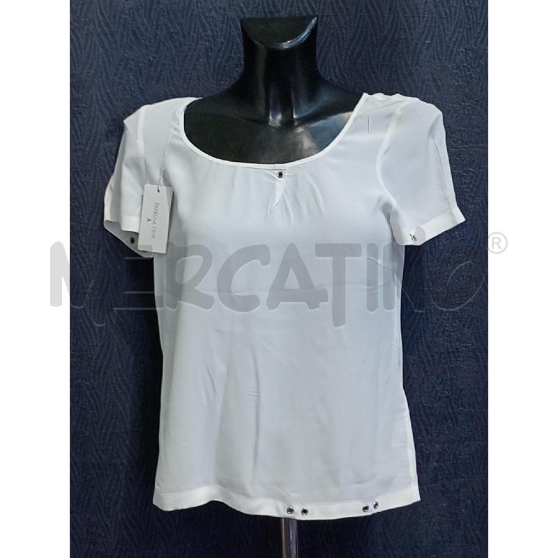 BLUSA DONNA PATRIZIA PEPE BIANCA CON ANELLINI ACCIAIO | Mercatino dell'Usato Moncalieri bengasi 1