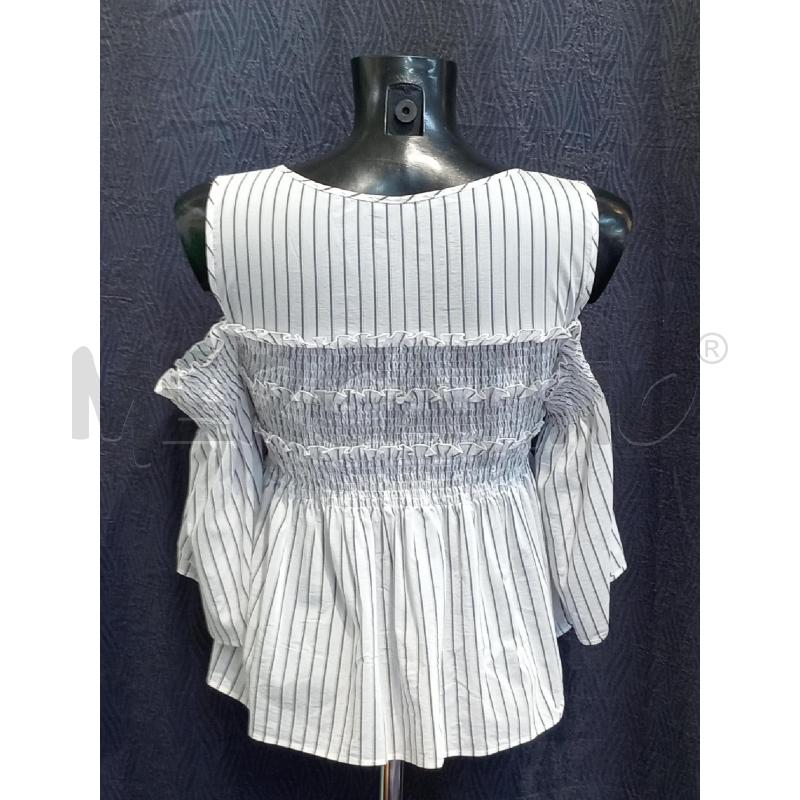 BLUSA DONNA PATRIZIA PEPE BIANCO RIGHE ARRICCIATA DAVANTI | Mercatino dell'Usato Moncalieri bengasi 2