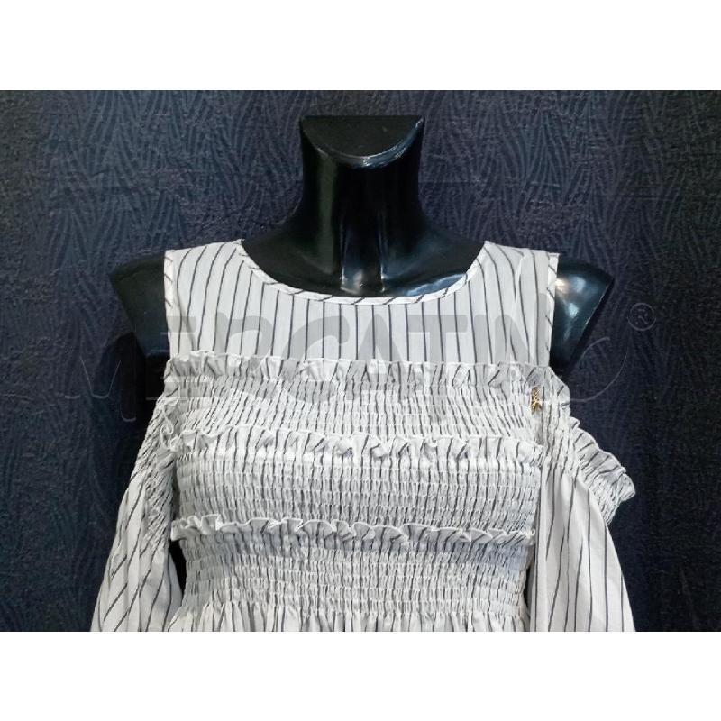 BLUSA DONNA PATRIZIA PEPE BIANCO RIGHE ARRICCIATA DAVANTI | Mercatino dell'Usato Moncalieri bengasi 3