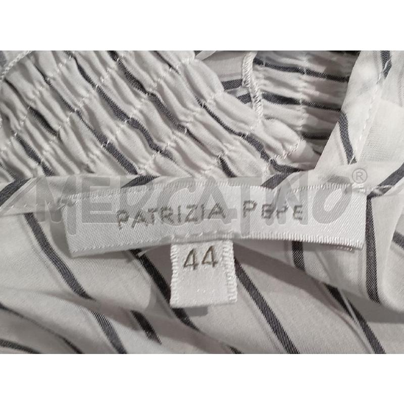 BLUSA DONNA PATRIZIA PEPE BIANCO RIGHE ARRICCIATA DAVANTI | Mercatino dell'Usato Moncalieri bengasi 5