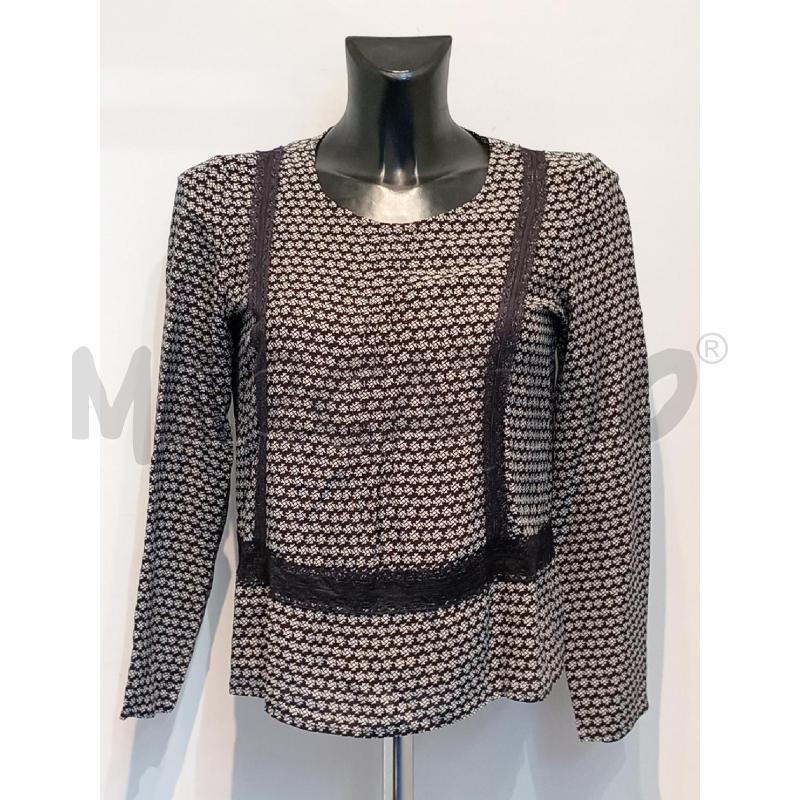 BLUSA DONNA PATRIZIA PEPE NERA BIANCO INSERTI PIZZO | Mercatino dell'Usato Moncalieri bengasi 1