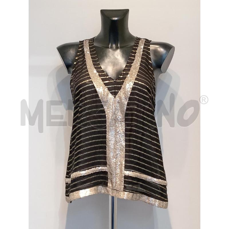 BLUSA DONNA PATRIZIA PEPE SMANICATA NERO DORATO | Mercatino dell'Usato Moncalieri bengasi 1