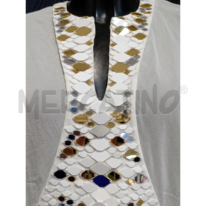 BLUSA DONNA ROBERTO CAVALLI BIANCA CON INSERTI SPECCHIETTI DAVANTI | Mercatino dell'Usato Moncalieri bengasi 3